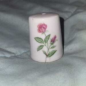 White and Pink Floral Decor Accent/ Thimble